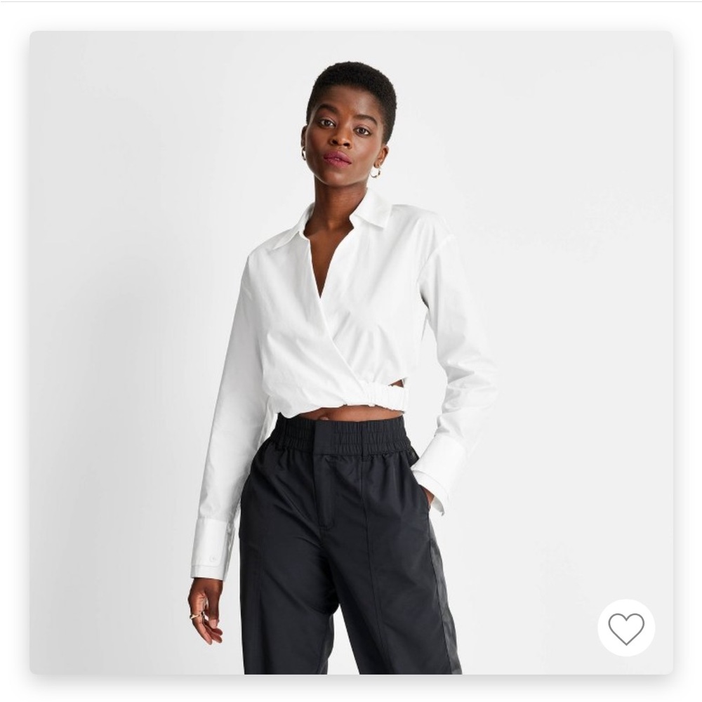 White long sleeve crop blouse - a size XS NWT